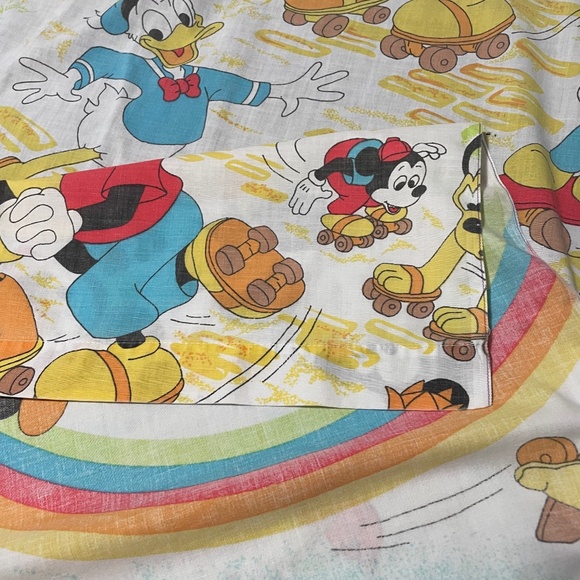 Vintage Mickey Mouse Flat Sheet Twin Disney Retro Fabric - Picture 2 of 11